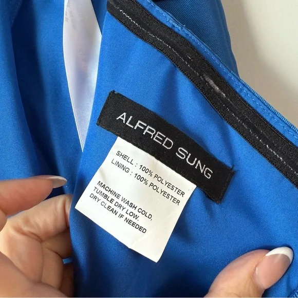 Alfred Sung D832 Strapless Satin Twill‎ Gown Classic Blue 10 - Picture 5 of 8